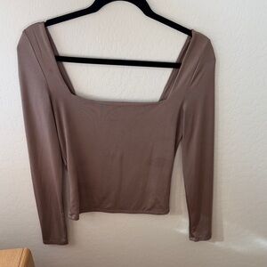 Elegant Brown Long Sleeve Women's Top